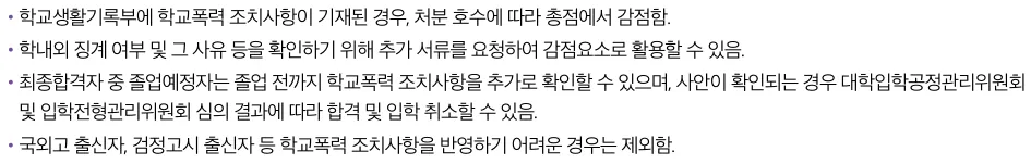 국제예술대학교 2027학년도 수시1차 학교폭력 처분 호수별 총점 감점과 합격 취소 기준